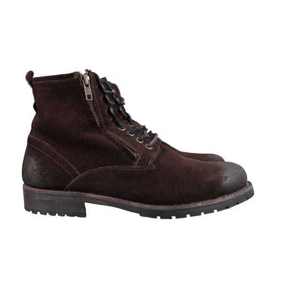 Leather Boots Mens 8 ZZYXX Shoes Biker Hand Crafted Brown Zip Combat Lug Sole